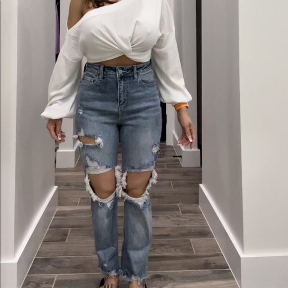 Cello Denim - Cello High rise distressed mom skinny